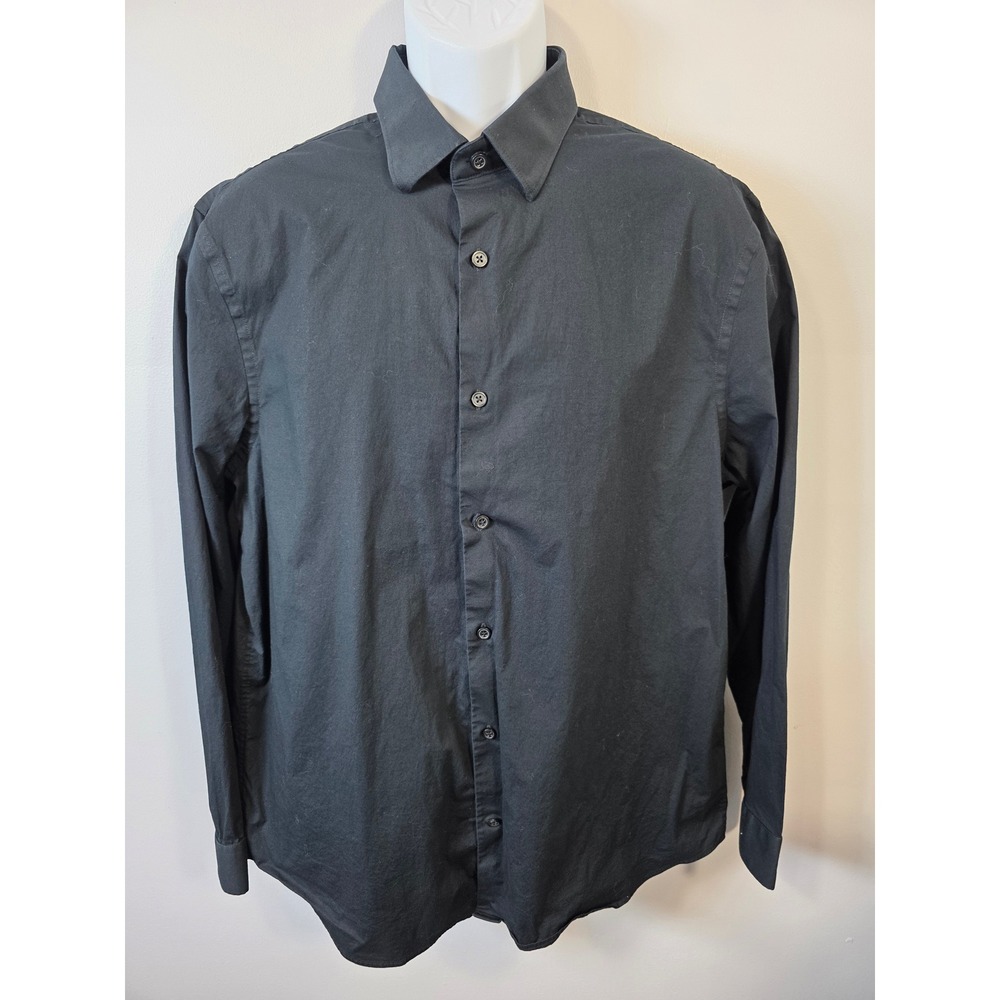 Express Slim 1MX Mens Black Long Sleeve Button Down Dress Shirt XL Stretch